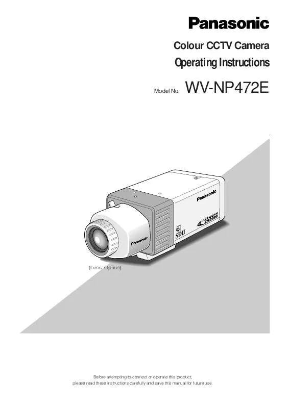 Mode d'emploi PANASONIC WV-NP472