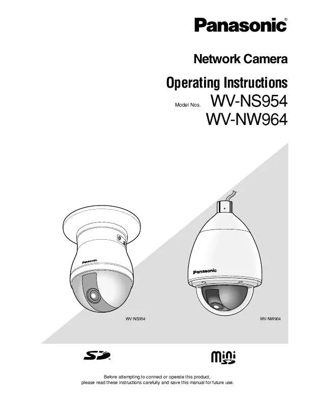 Mode d'emploi PANASONIC WV-NS954