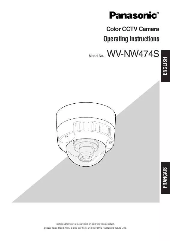 Mode d'emploi PANASONIC WV-NW474S