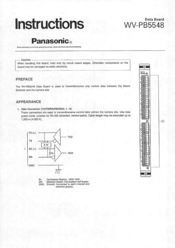 Mode d'emploi PANASONIC WV-PB5548