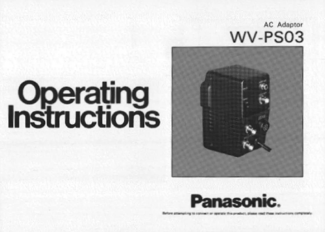 Mode d'emploi PANASONIC WV-PS03