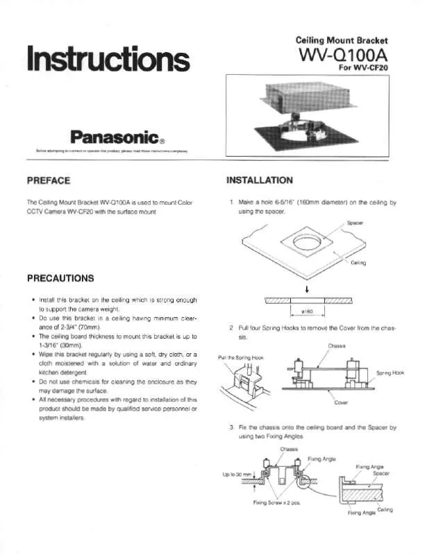 Mode d'emploi PANASONIC WV-Q100A