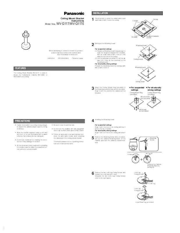 Mode d'emploi PANASONIC WV-Q117