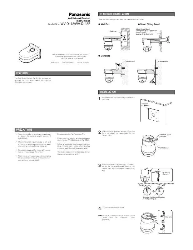 Mode d'emploi PANASONIC WV-Q118