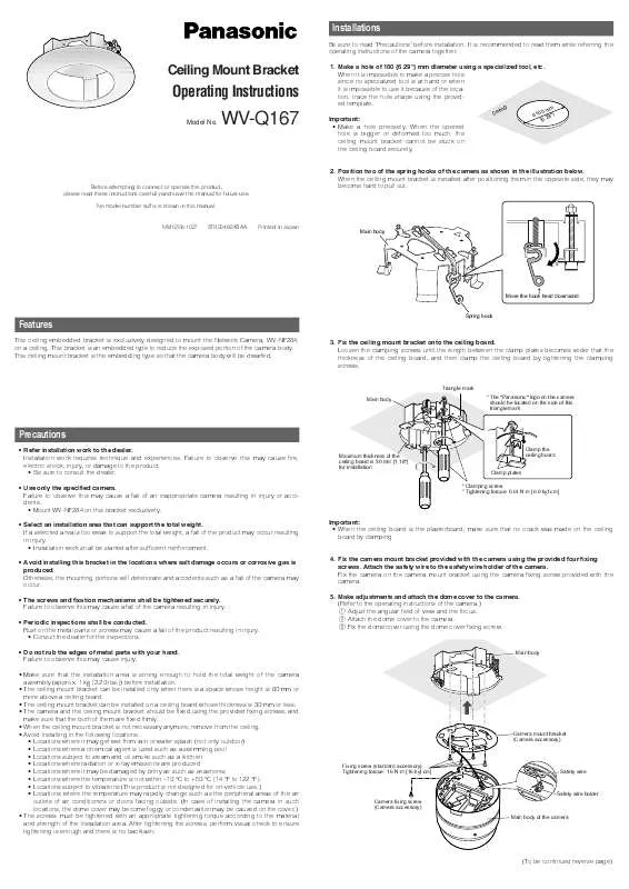 Mode d'emploi PANASONIC WV-Q167