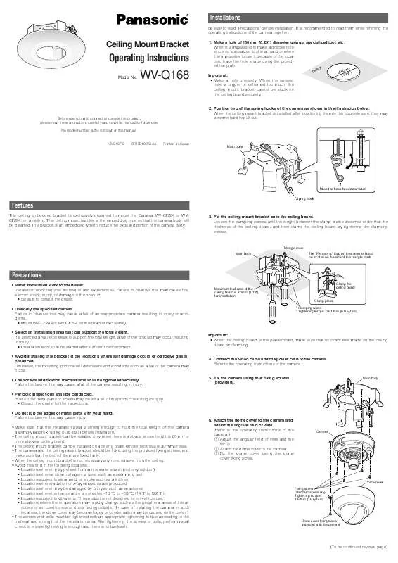 Mode d'emploi PANASONIC WV-Q168