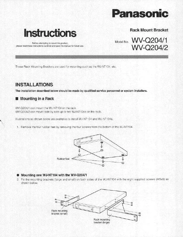 Mode d'emploi PANASONIC WV-Q2041P