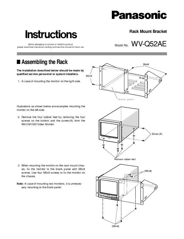 Mode d'emploi PANASONIC WV-Q52