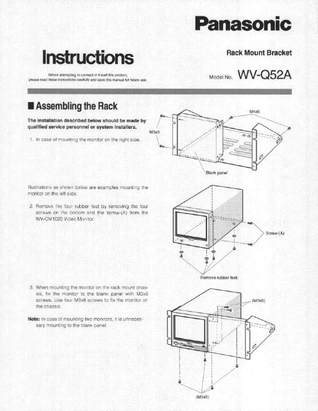 Mode d'emploi PANASONIC WV-Q52A