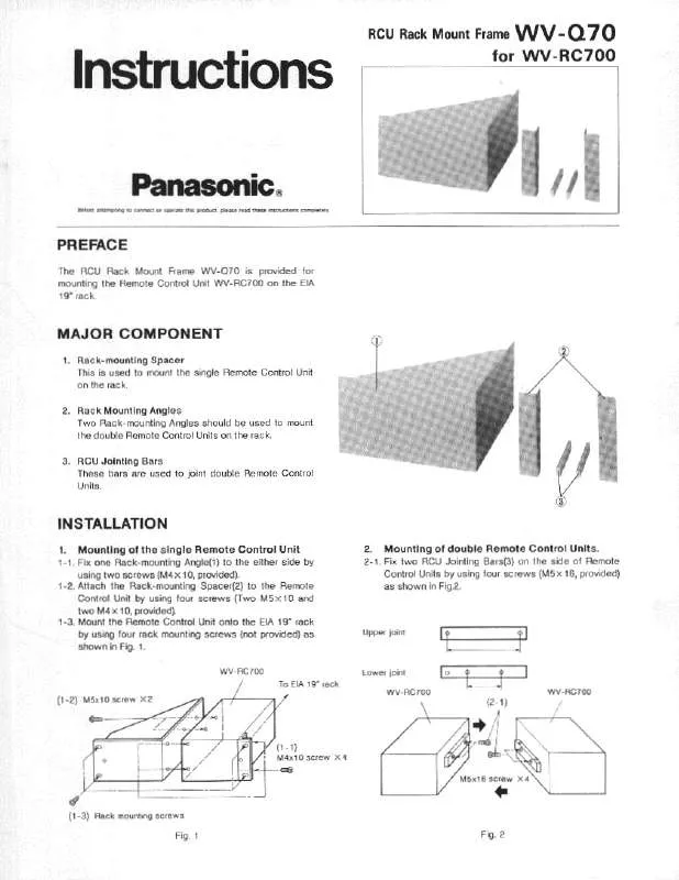 Mode d'emploi PANASONIC WV-Q70