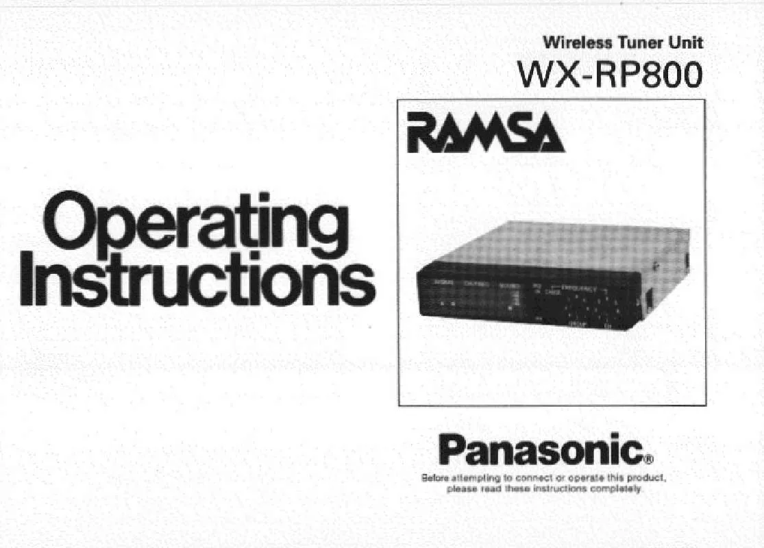 Mode d'emploi PANASONIC WX-RP800