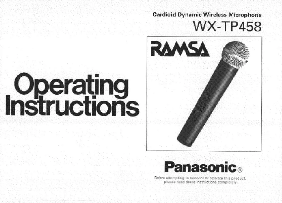 Mode d'emploi PANASONIC WX-TP458