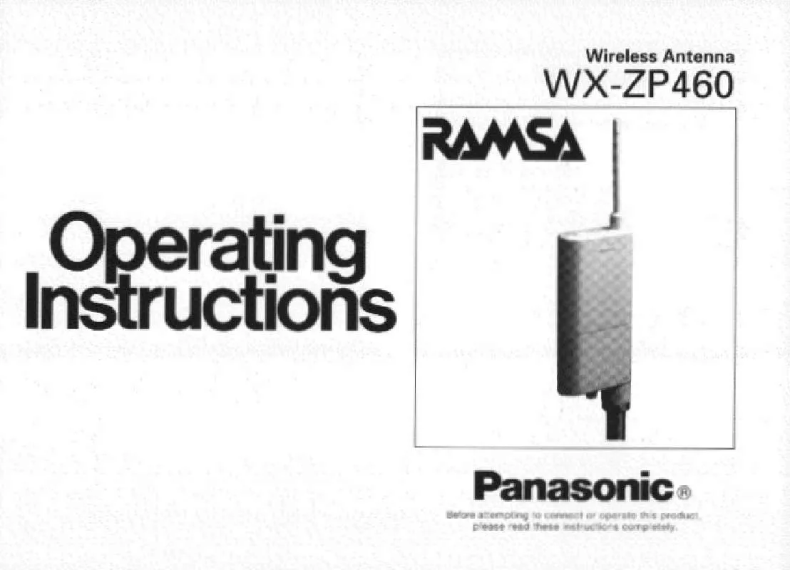 Mode d'emploi PANASONIC WX-ZP460