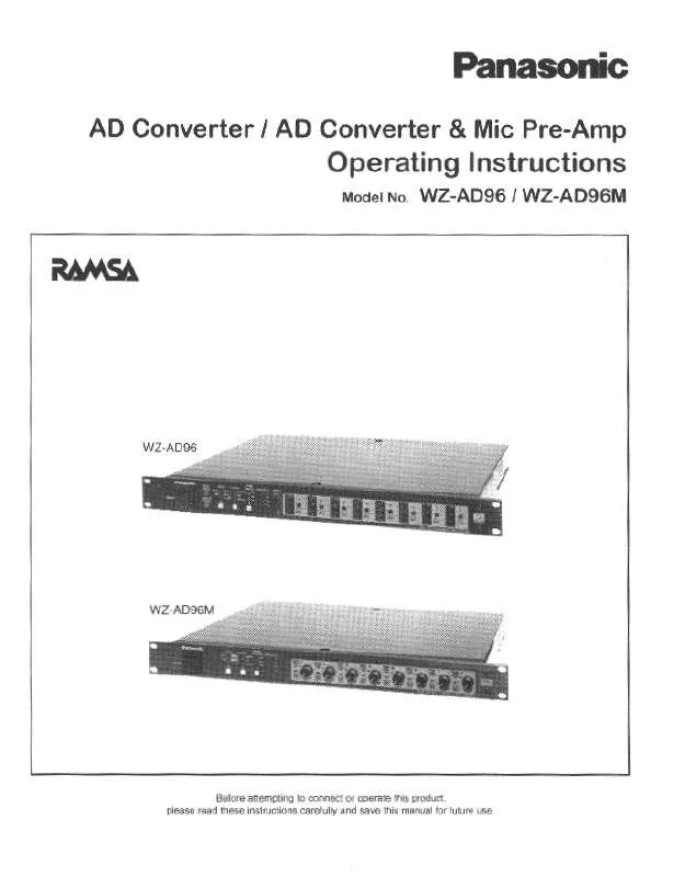 Mode d'emploi PANASONIC WZAD96