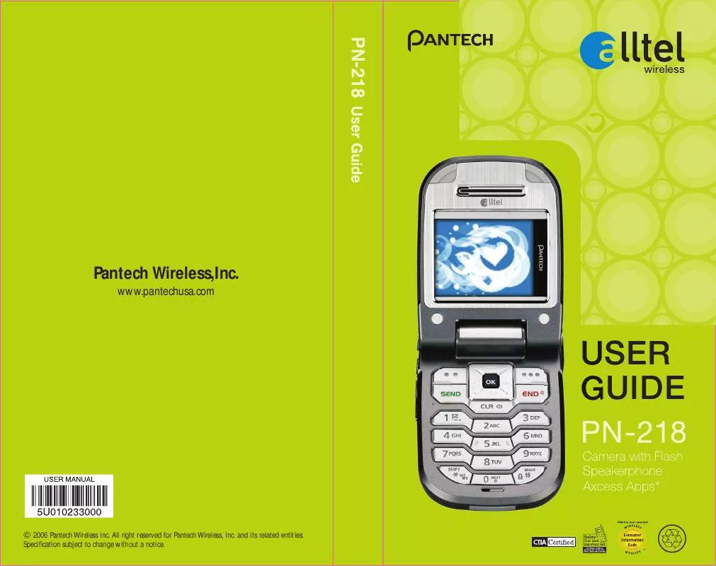 Mode d'emploi PANTECH PN-218