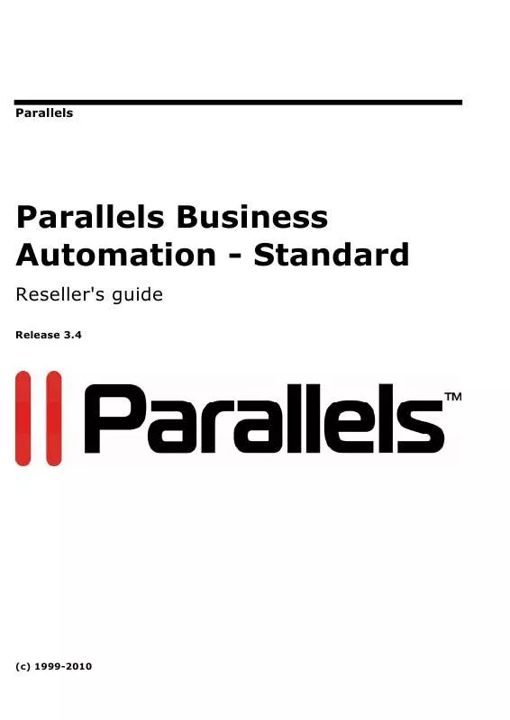 Mode d'emploi PARALLELS BUSISNESS AUTOMATION STANDARD