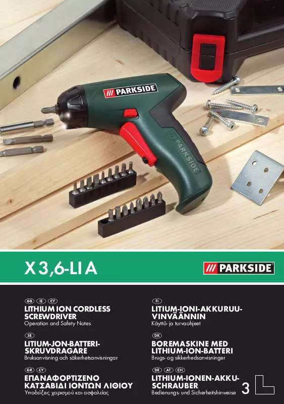 Mode d'emploi PARKSIDE KH 3036 LITHIUM ION CORDLESS SCREWDRIVER