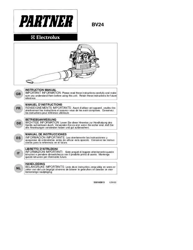 Mode d'emploi PARTNER BV24 BLOWER/VAC