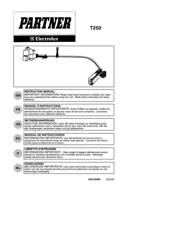 Mode d'emploi PARTNER PART T 250 25CC GAS TRIMMER