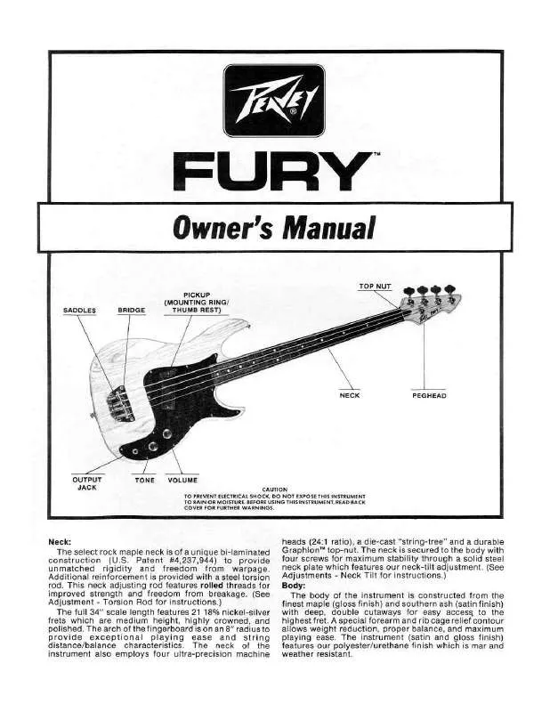 Mode d'emploi PEAVEY FURY