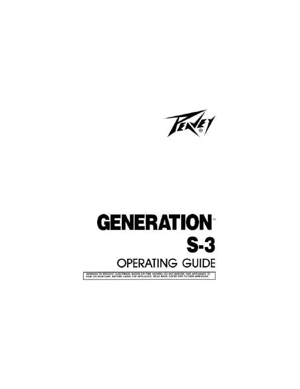 Mode d'emploi PEAVEY GENERATION S-3