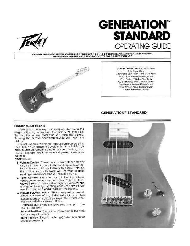 Mode d'emploi PEAVEY GENERATION STANDARD