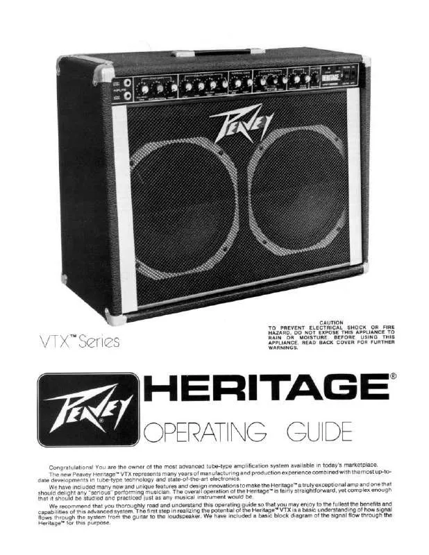 Mode d'emploi PEAVEY HERITAGE