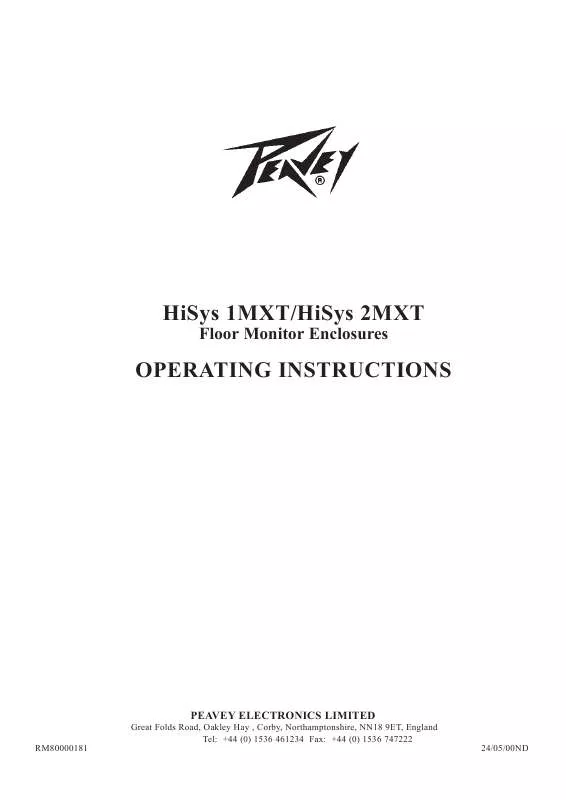 Mode d'emploi PEAVEY HISYS 1MXT