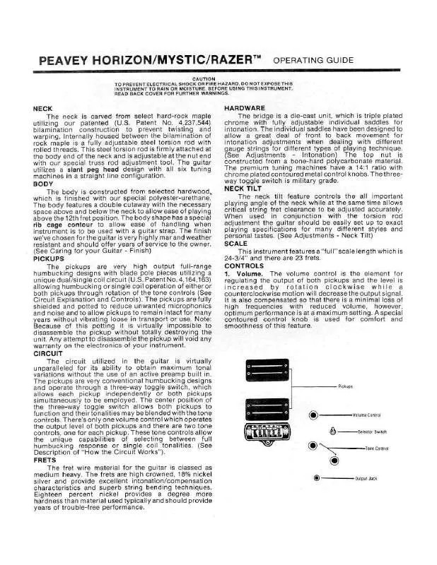 Mode d'emploi PEAVEY HORIZON