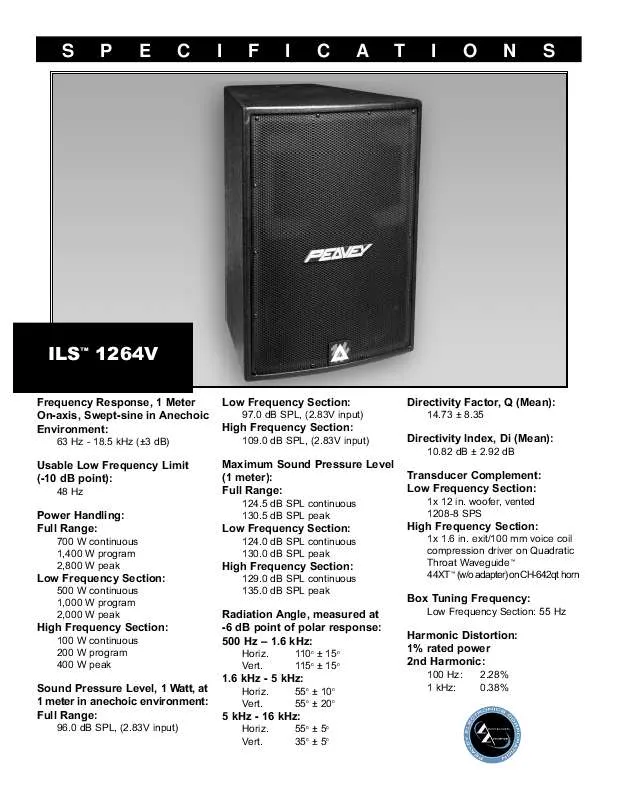 Mode d'emploi PEAVEY ILS 1264V