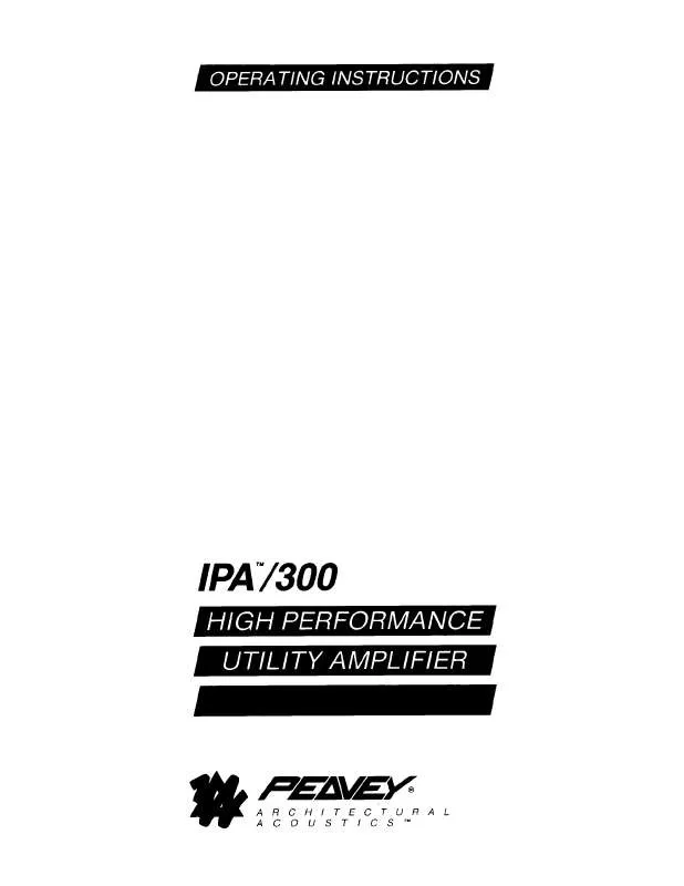 Mode d'emploi PEAVEY IPA 300