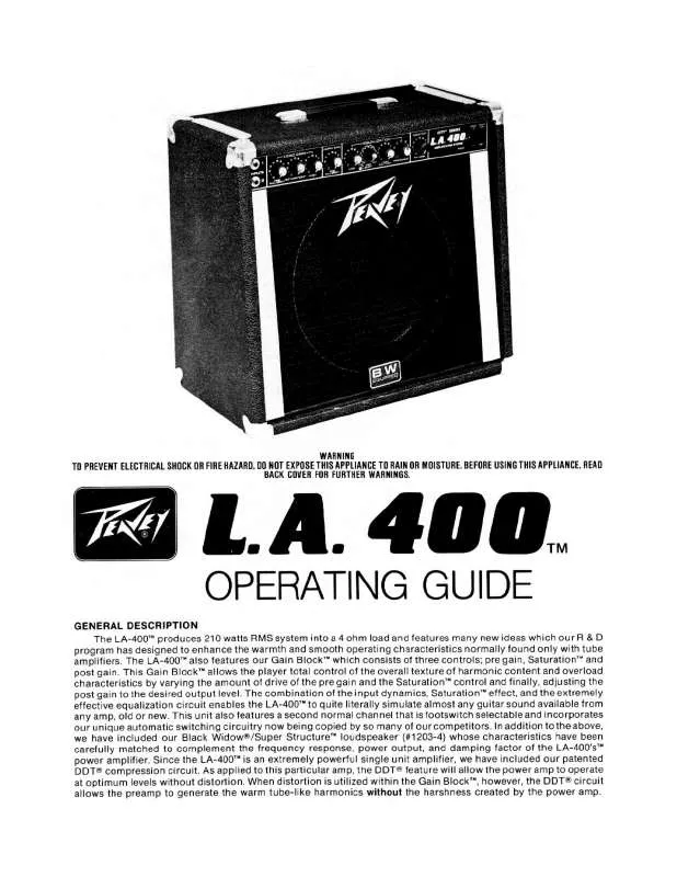 Mode d'emploi PEAVEY L.A. 400