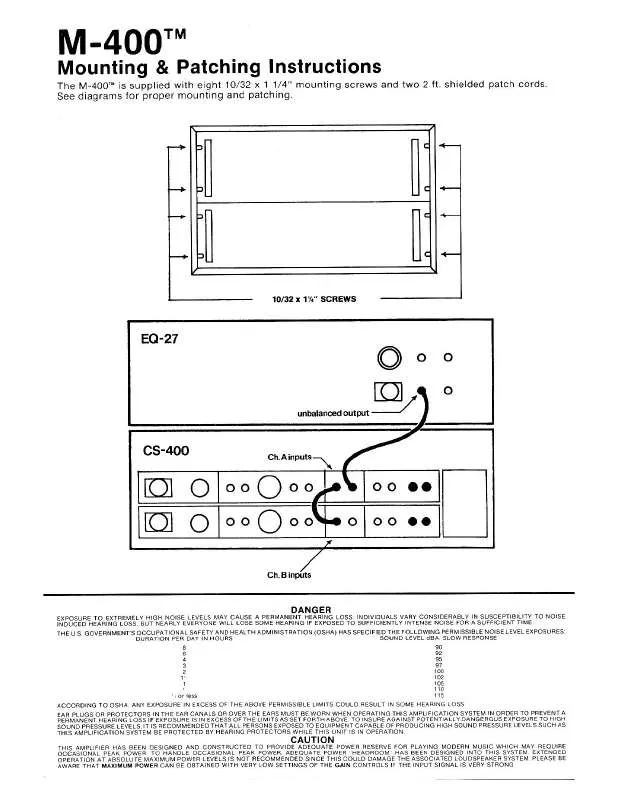 Mode d'emploi PEAVEY M-400