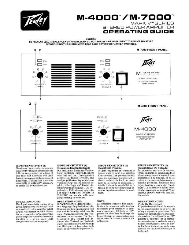 Mode d'emploi PEAVEY M-4000