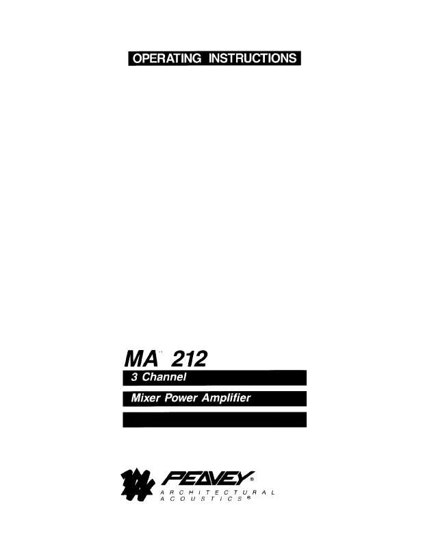 Mode d'emploi PEAVEY MA 212