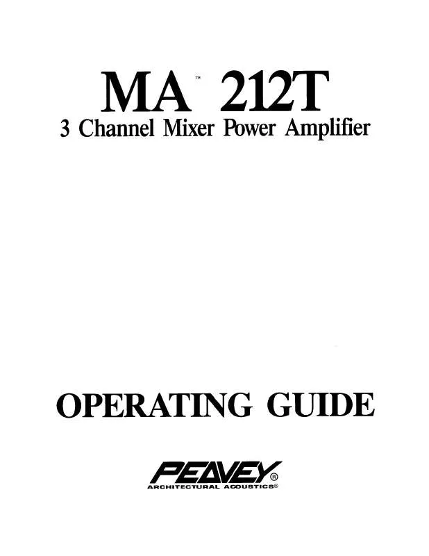 Mode d'emploi PEAVEY MA 212T