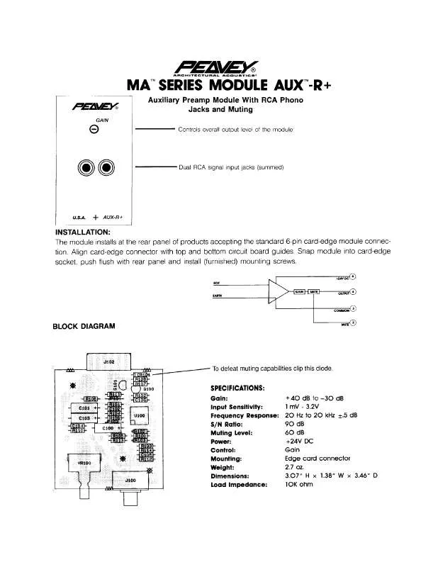 Mode d'emploi PEAVEY MA 675T