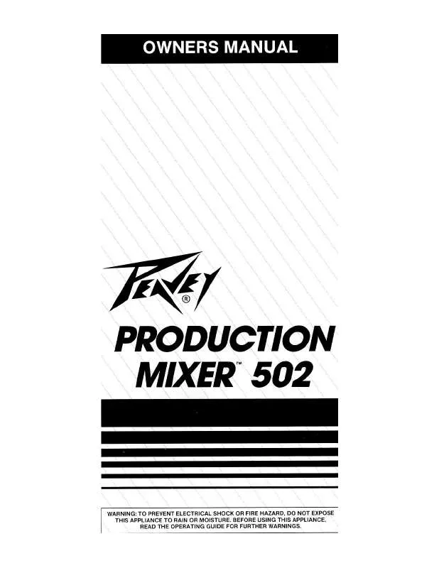 Mode d'emploi PEAVEY PRODUCTION MIXER 502