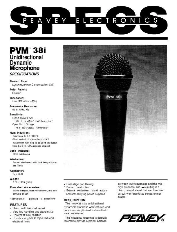 Mode d'emploi PEAVEY PVM 38I