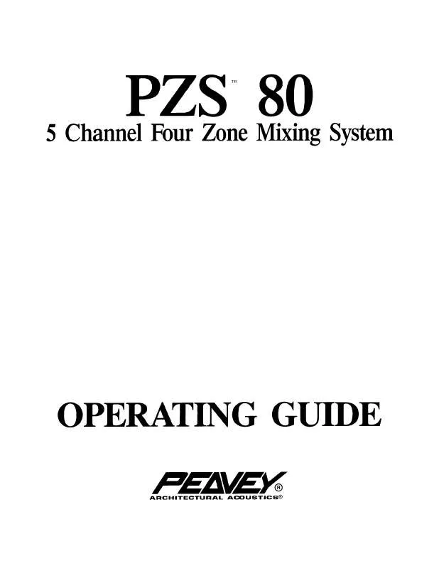 Mode d'emploi PEAVEY PZS 80