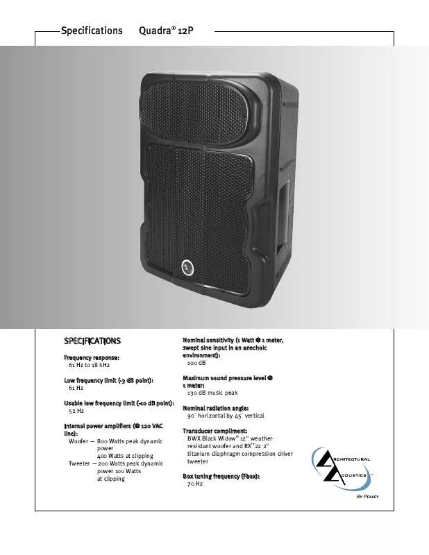 Mode d'emploi PEAVEY QUADRA 12P