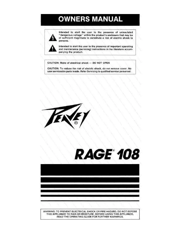 Mode d'emploi PEAVEY RAGE 108