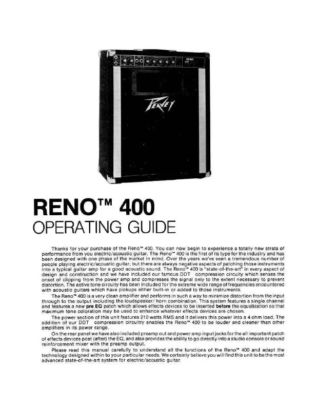 Mode d'emploi PEAVEY RENO 400