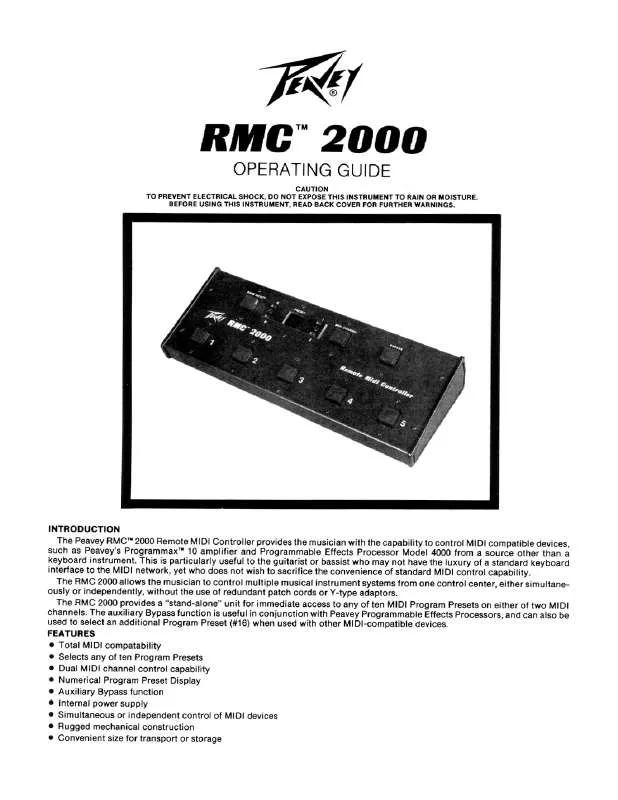 Mode d'emploi PEAVEY RMC 2000