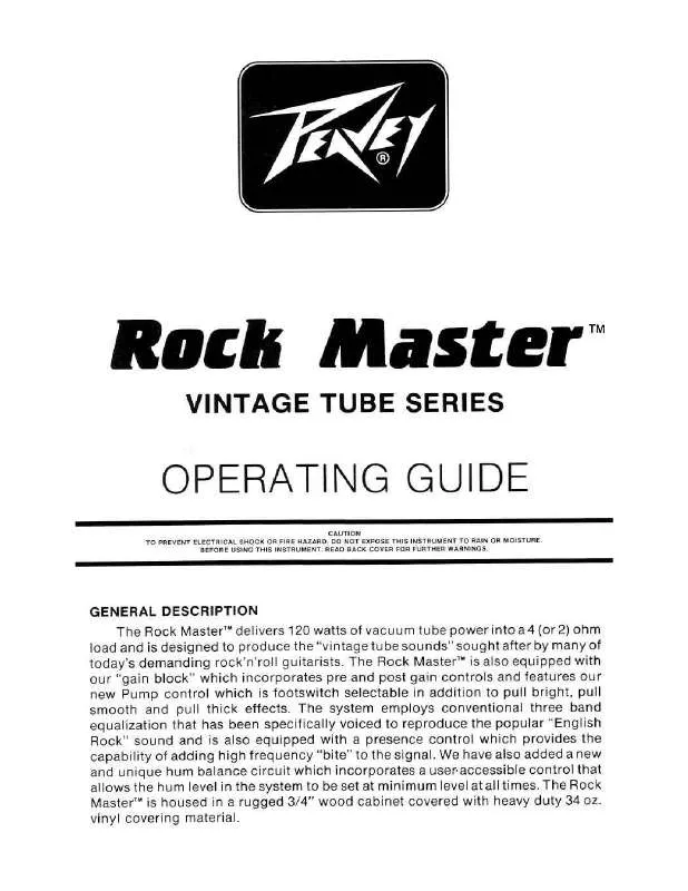 Mode d'emploi PEAVEY ROCK MASTER