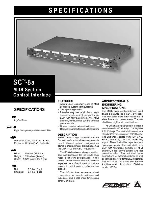 Mode d'emploi PEAVEY SC-8A