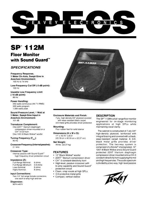 Mode d'emploi PEAVEY SP 112M