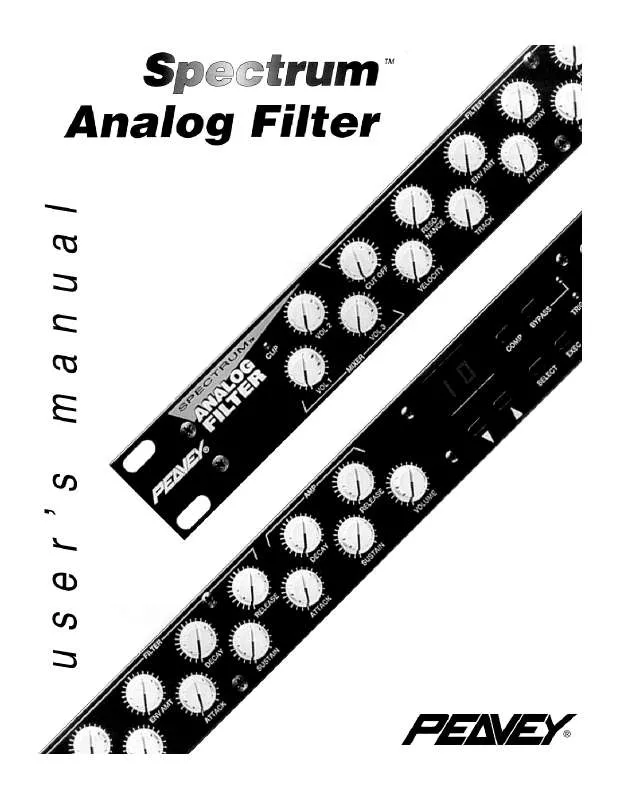 Mode d'emploi PEAVEY SPECTRUM ANALOG FILTER