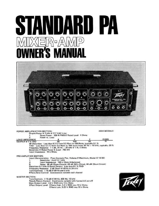 Mode d'emploi PEAVEY STANDARD PA