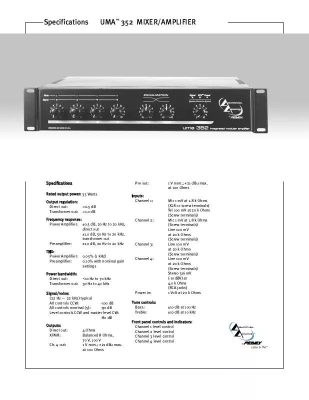 Mode d'emploi PEAVEY UMA 352